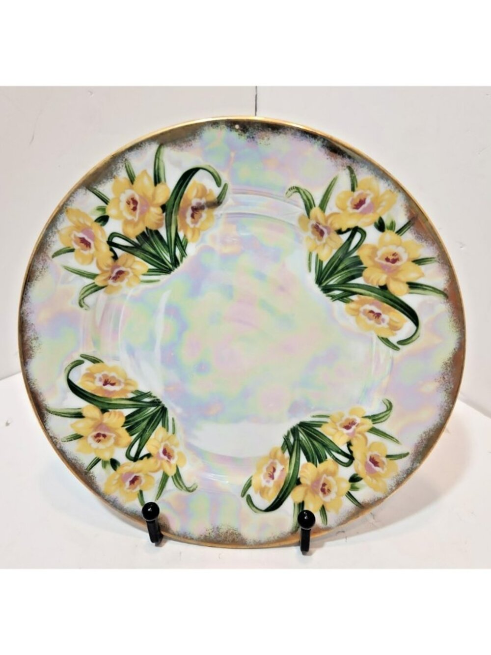 Vintage Ucagco Porcelain Japan 7.5" China Plate March Daffodil Iridescent